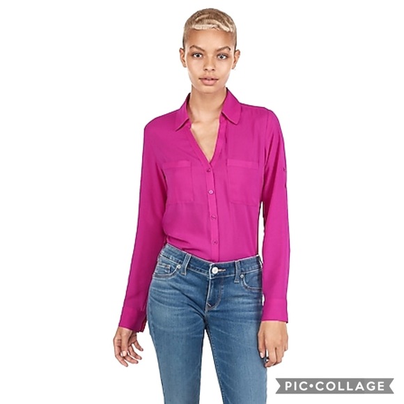 Express Tops - Express The Portofino Shirt in Hot Pink